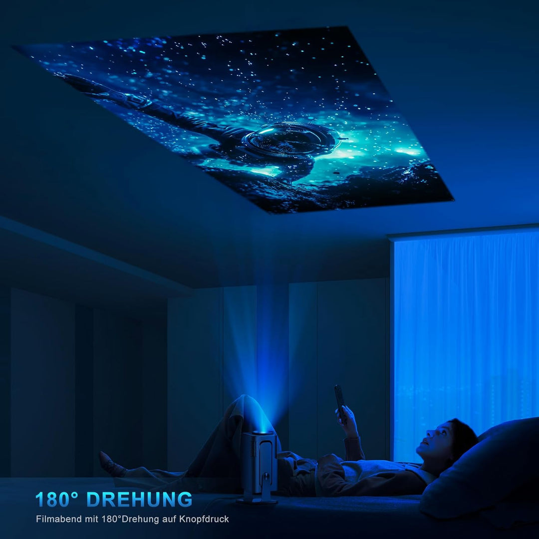 Seseno Beamer, Mini Projektor, 4K FHD 1080P Tragbarer Projektor, Unterstützt Android 11.0 5G WiFi 6