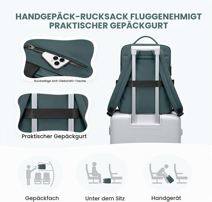 Laptop Rucksack, Rucksack Handgepäck 16 Zoll, Rucksack Damen und Herren, Taagesrucksäcke Wasserdicht