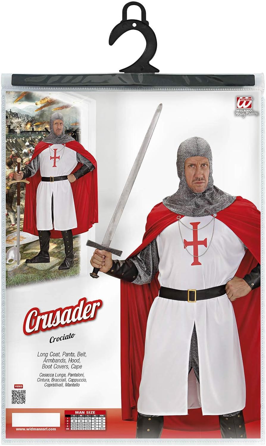 "CRUSADER" (long coat, pants, belt, armbands, helmet, boot covers, cape) - (XL), XL