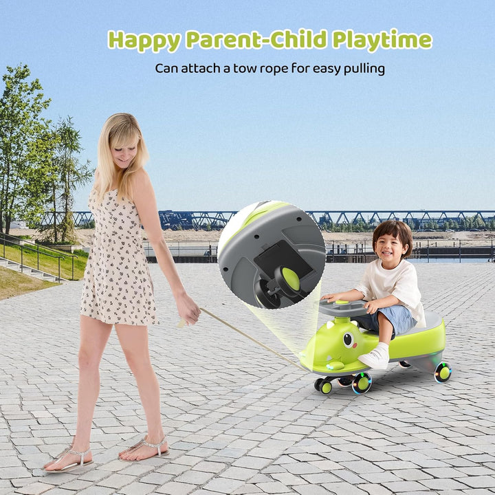 Rutschauto für Kinder, 360° Lenkrad Baby Elektroauto mit Musik & Blinkrädern Kleinkind Schiebeauto 3