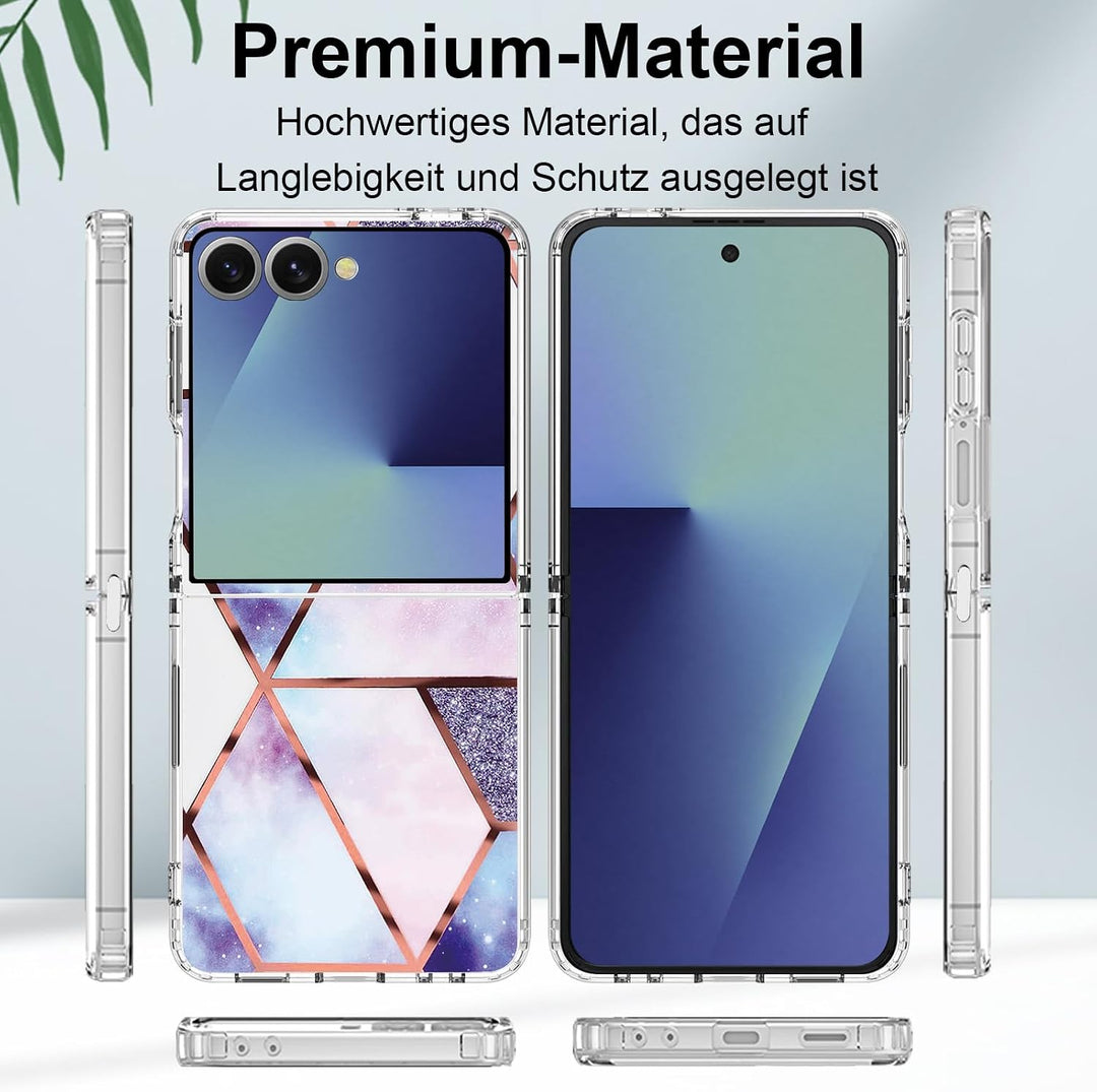Handyhülle für Samsung Galaxy Z Flip 7 Hülle Silikon Dünn Slim Marmor Bunt Muster Motiv Z Flip7 Hand