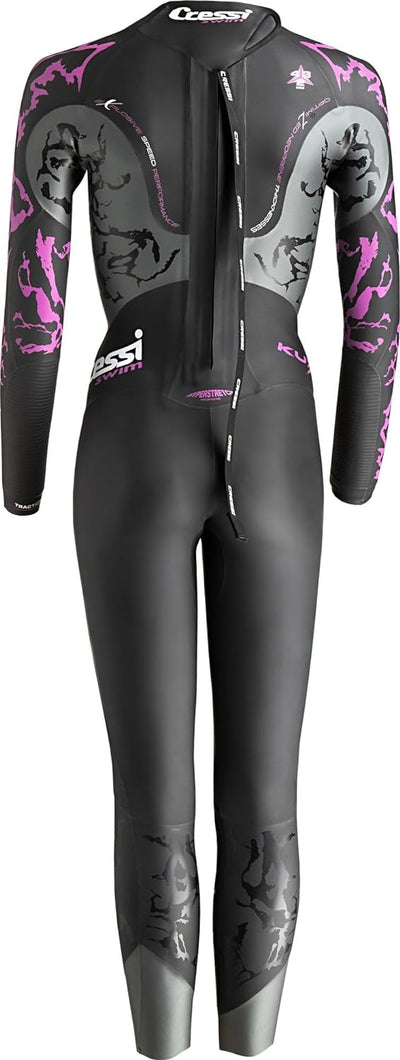 Cressi Kuwae Lady Monopiece Swimsuit - One Piece Women's Swimming Wetsuit 2/3/4mm Schwarz/Flieder XS