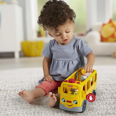 Fisher-Price HJN36 - Little People Schulbus – mehrsprachige Version, Spielzeug zum Anschieben mit Mu