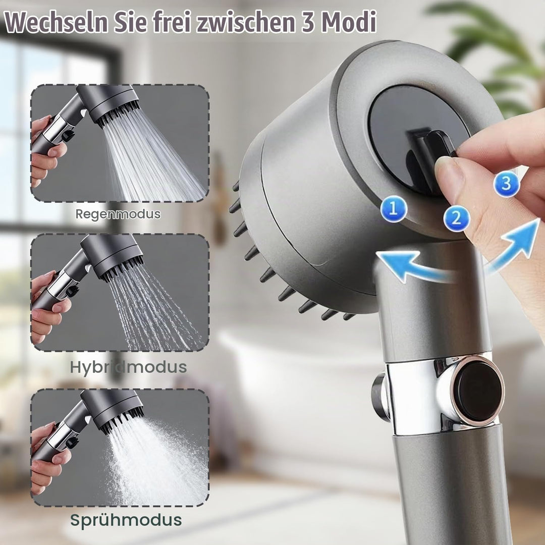 Duschkopf mit Filter, Hochdruck Handbrause mit 2 M Schlauch, 3+1 Strahlarten, Duschkopf Wassersparen