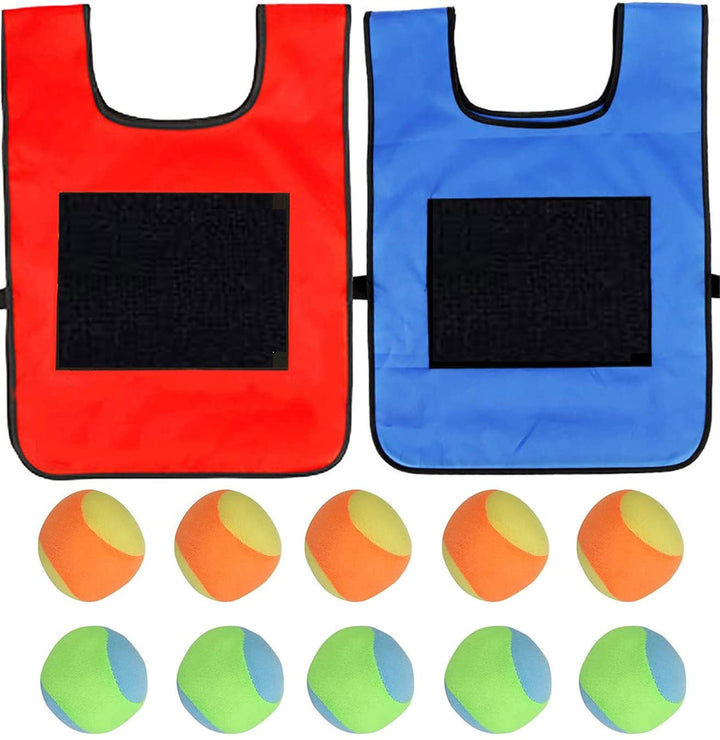 BEOIUCZZY 2 Stück Sticky Ball Weste, Völkerballspiel Set Völkerball Spielset Klettballspiel für Kind