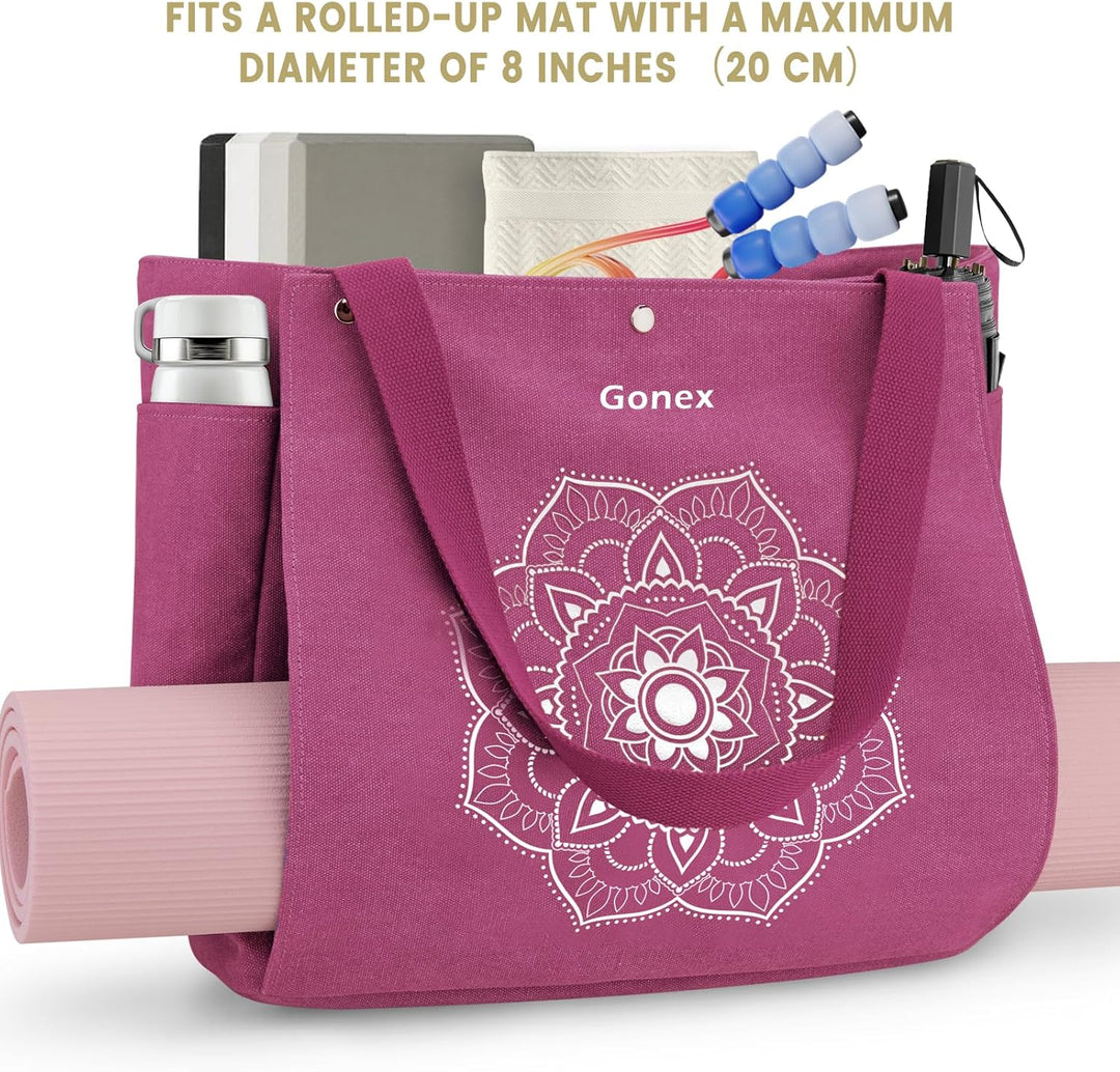 Gonex Yogatasche, Yogamatte Tasche mit Mehreren Taschen für Damen und Herren, Canvas wasserdichte To