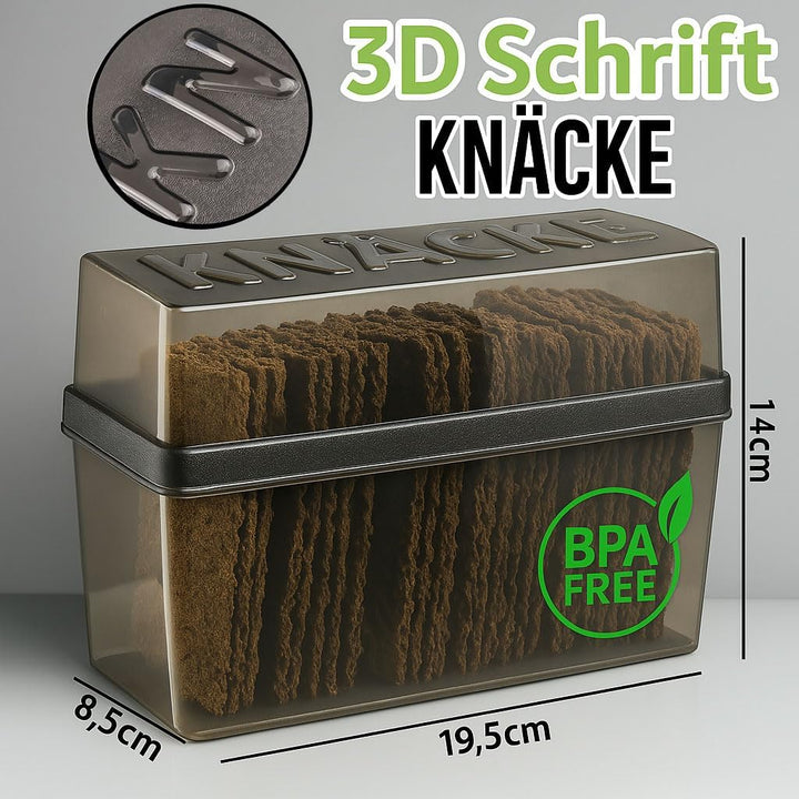 Knäckebrotdose Knäckebrot Box mit Deckel - Brotbox - luftdicht - Aufbewahrungsbox - Transparent/weis