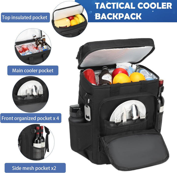 Kühltasche 42 Dosen grosser Kühlrucksack Taktische isolierte Lunchtasche Picknicktasche für Strand,