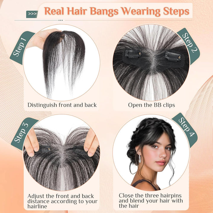 Benehair Echthaar Hair Topper für Frauen, 100% Echthaar Topper Seitenpony, 9g Haarverdichtung für Dü