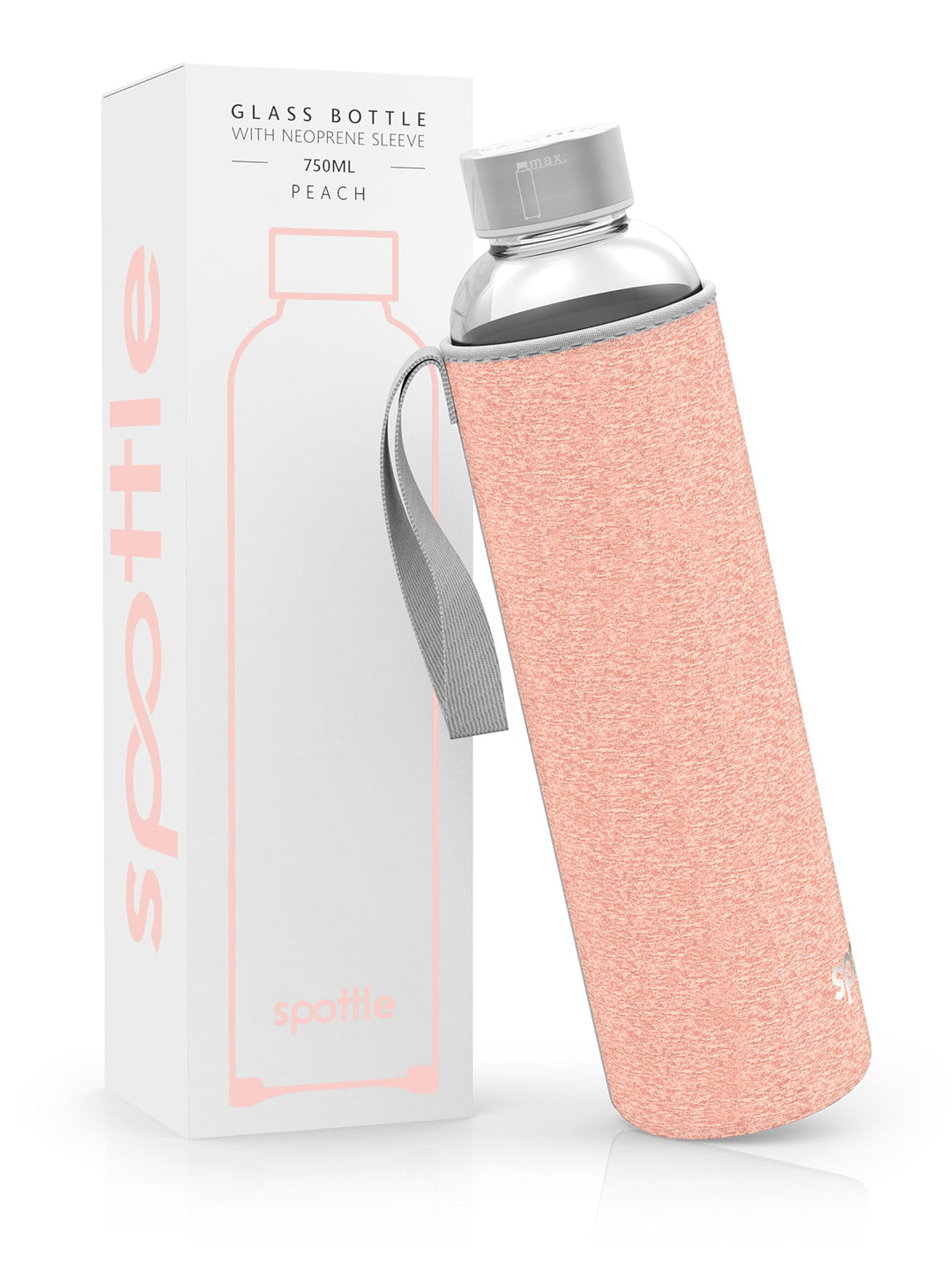 spottle Glasflasche 500ml, 750ml & 1L [KOHLENSÄURE GEEIGNET] - Trinkflasche aus Glas 1 Liter mit Sch