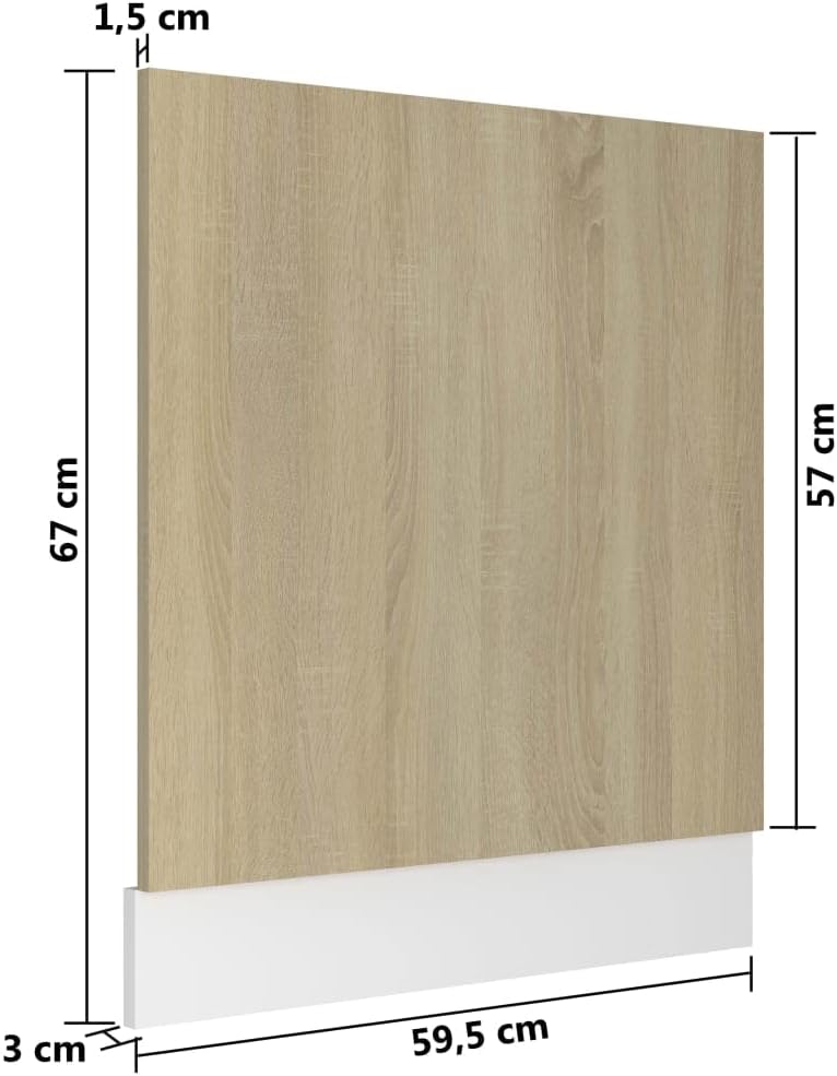 Geschirrspülerblende Sonoma-Eiche 59,5x3x67 cm Holz Küchenarbeitsplatte SpüLmaschine Teilintegriert