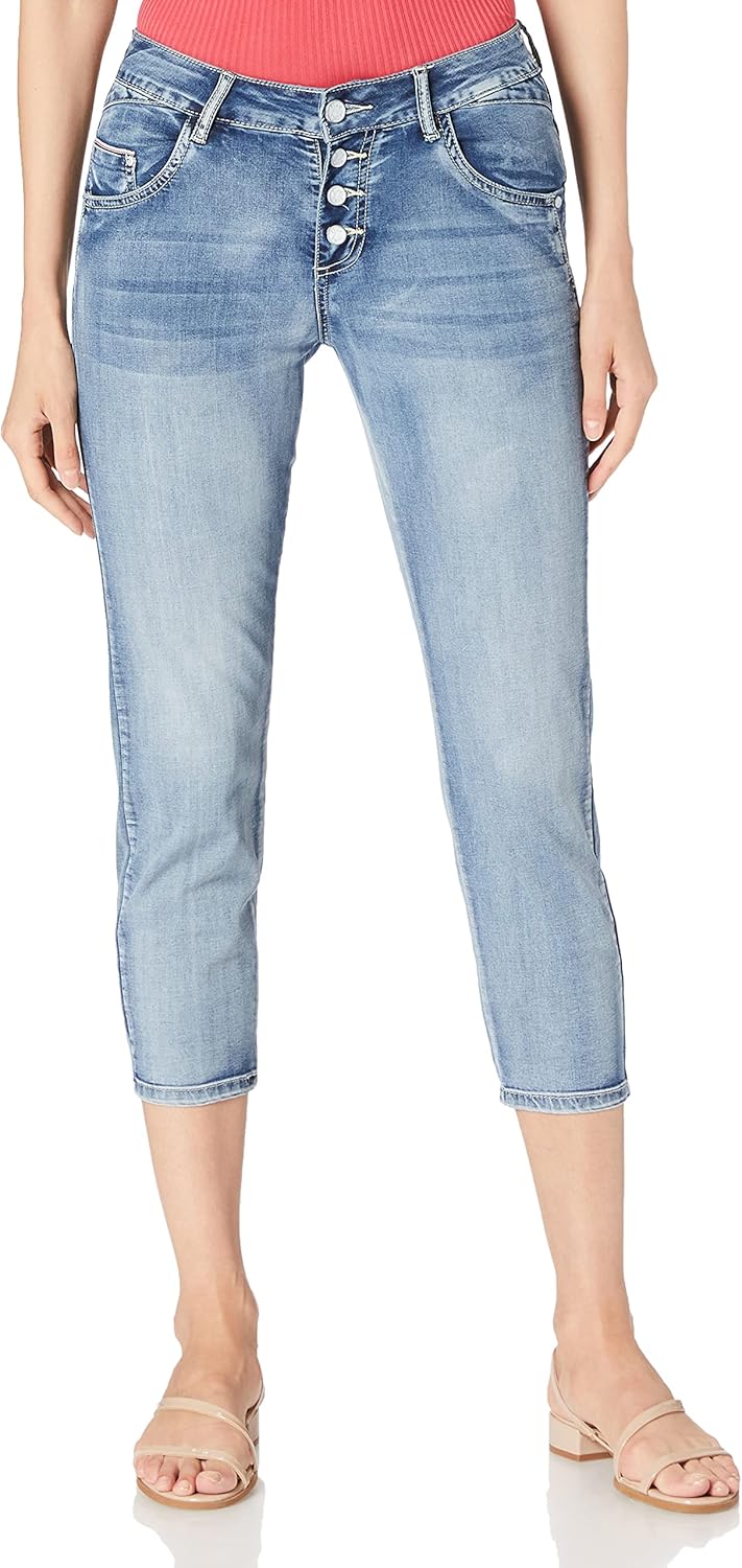 Timezone Damen Regular Jillytz Cropped Jeans, Aqua Blue Wash
