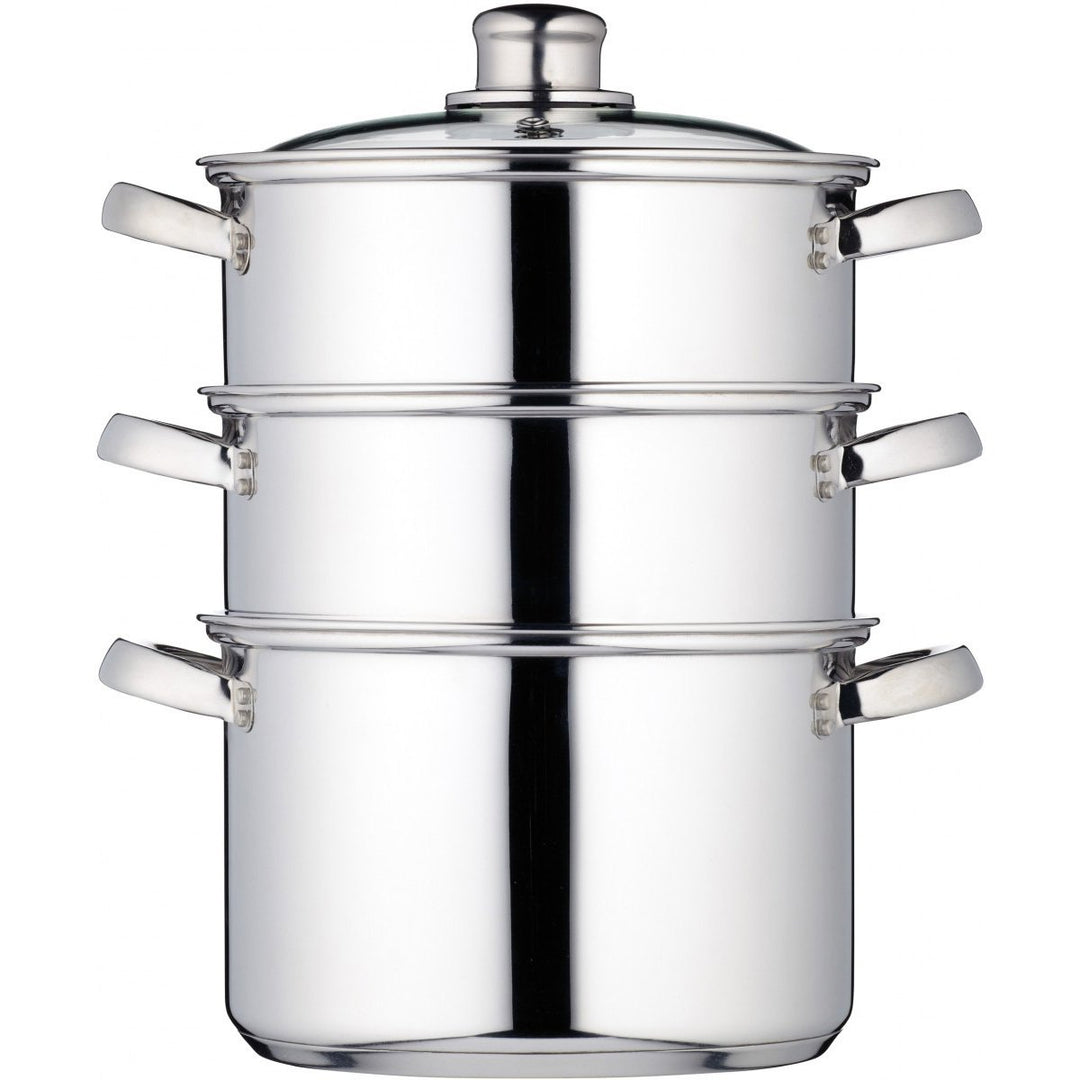 KitchenCraft Dampfgarerpfanne/Suppentopf mit 3 Behältern in Geschenkbox, Induktionssicher, Edelstahl