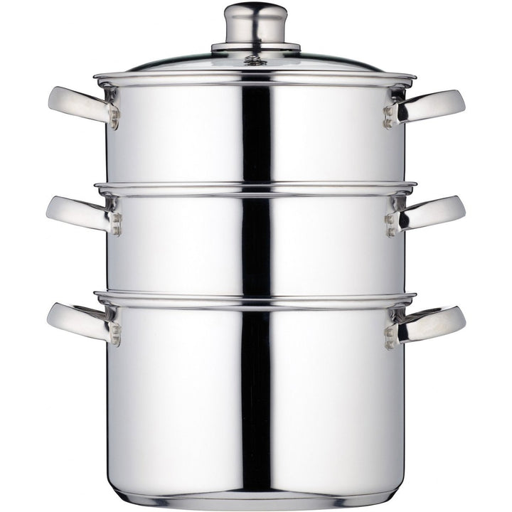 KitchenCraft Dampfgarerpfanne/Suppentopf mit 3 Behältern in Geschenkbox, Induktionssicher, Edelstahl