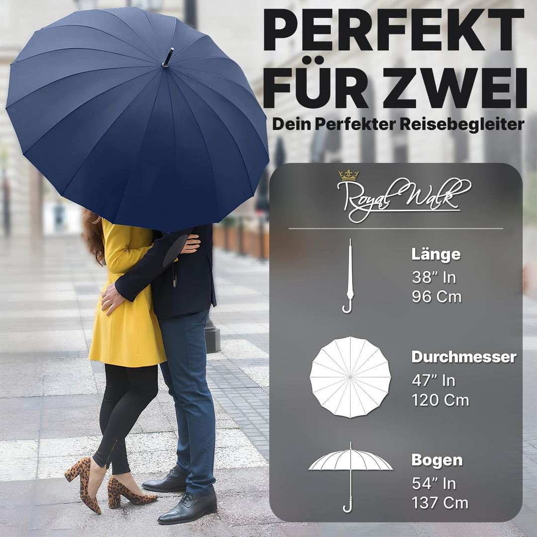 Royal Walk Gross XXL 54 inch Automatik Reise Golf Regenschirm für Damen und Herren Sturmfest Windsic