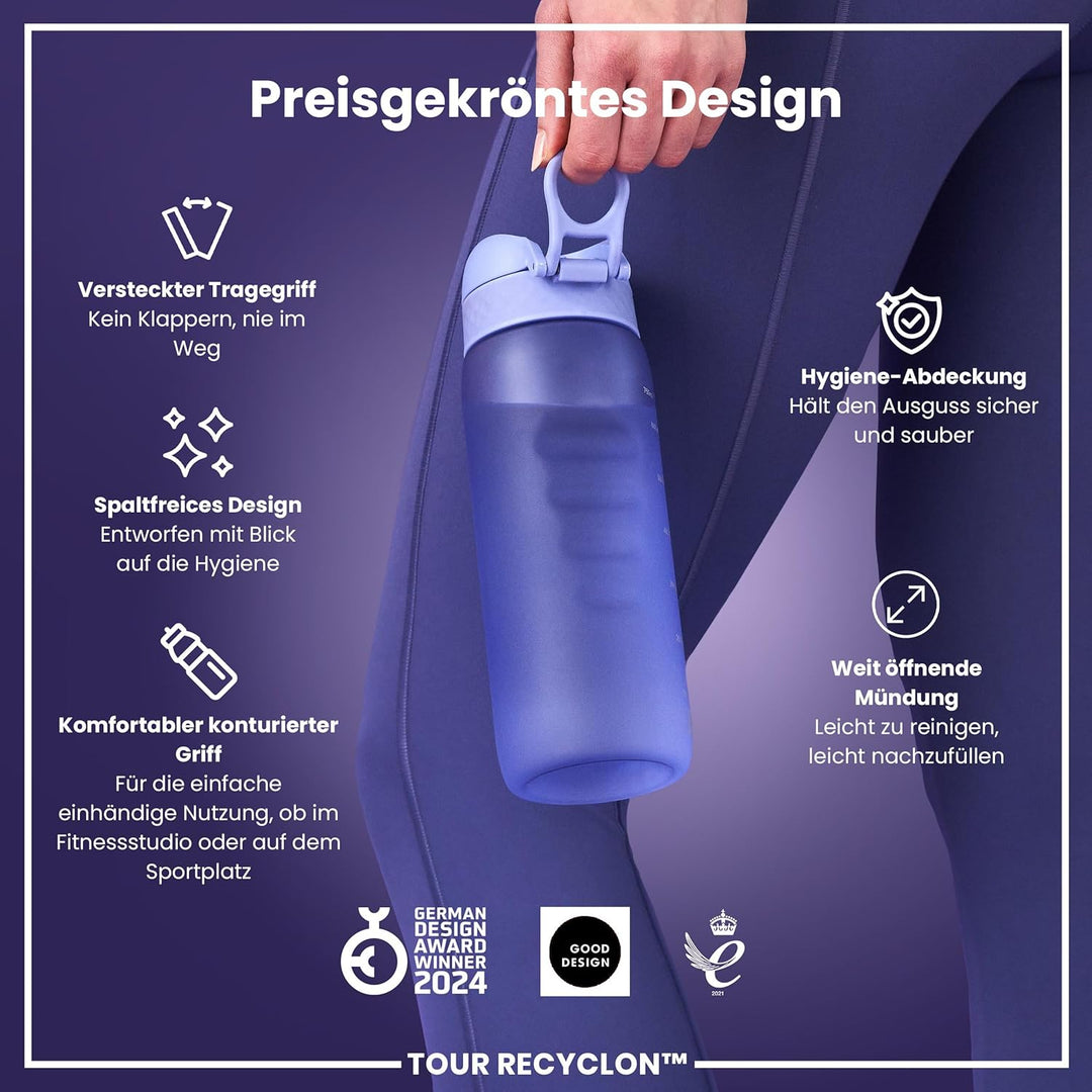 Ion8 Trinkflasche, 750ml, Auslaufsicher, Einhandöffnung, Sichere Verriegelung, Spülmaschinenfest, BP