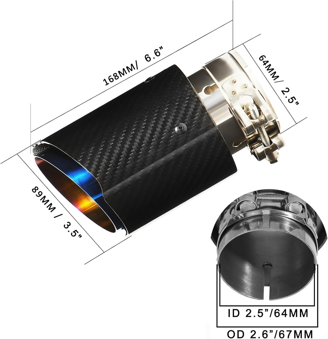 Krtopo 63mm Auspuffspitzen Auspuff Edelstahl und Glänzende Kohlefaser Auto Auspuff Endrohr, Einlass