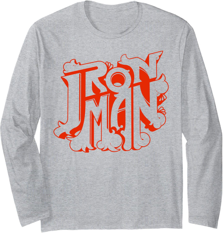 Marvel Iron Man Retro Bubble Text Logo Langarmshirt