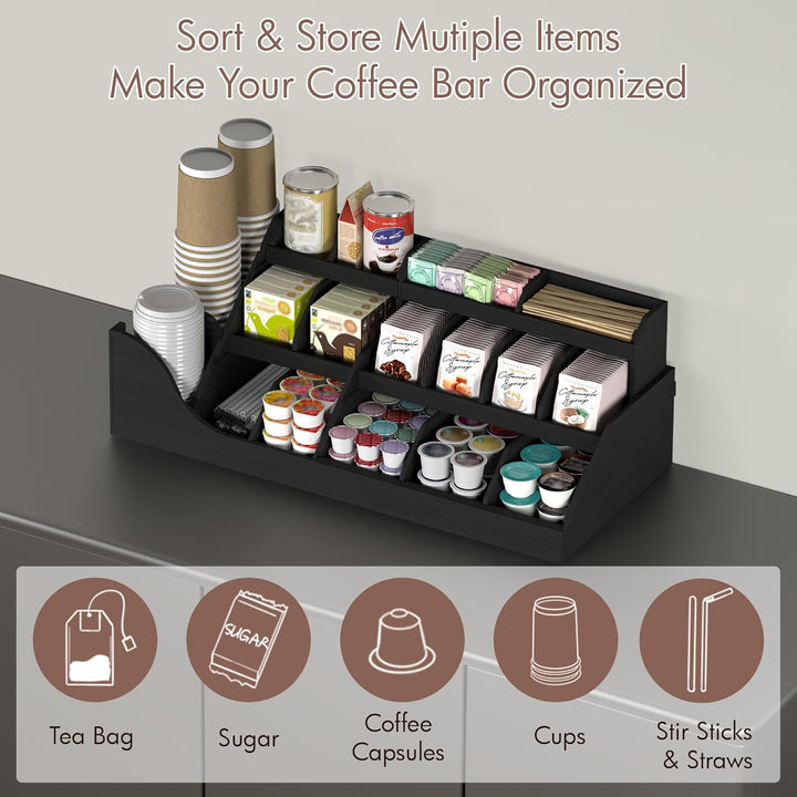 Suli Exact Grosser Organizer für die Kaffeestation, Pod-Halter aus Holz für die Arbeitsplatte mit Sc