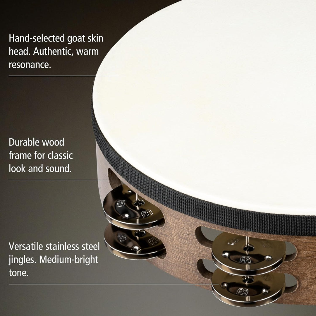 MEINL Percussion Traditional Ziegenfell Holztambourine - 2reihig/ Walnut Brown (TAH2WB)