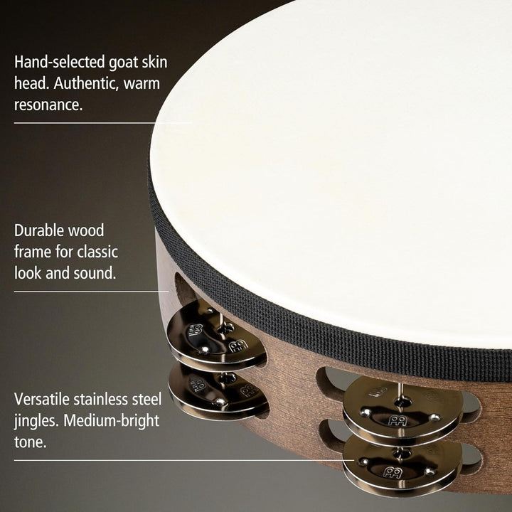 MEINL Percussion Traditional Ziegenfell Holztambourine - 2reihig/ Walnut Brown (TAH2WB)