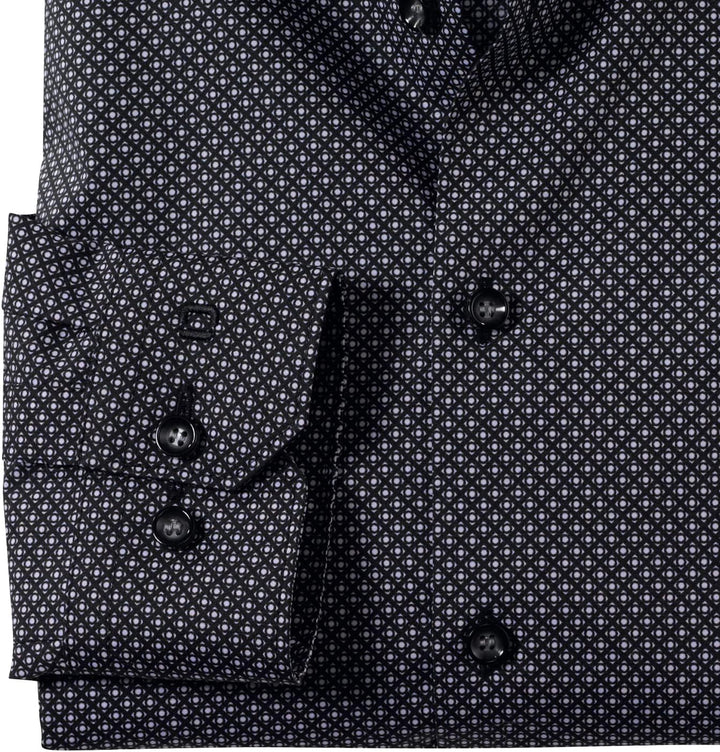 OLYMP Herren Businesshemd Langarm No. Six,Rotationsdruck,super Slim,Modern Kent 40 Schwarz 68, 40 Sc