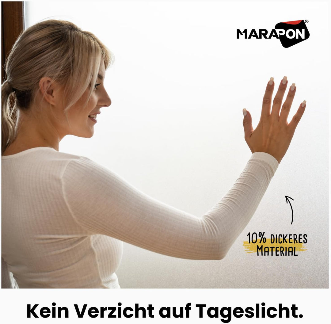MARAPON Fensterfolie Blickdicht in Matt 0,60x20 m Set inkl. Rakel Cutter 10 Klingen Statisch haftend