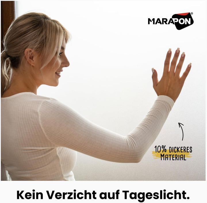 MARAPON Fensterfolie Blickdicht in Matt 0,60x20 m Set inkl. Rakel Cutter 10 Klingen Statisch haftend