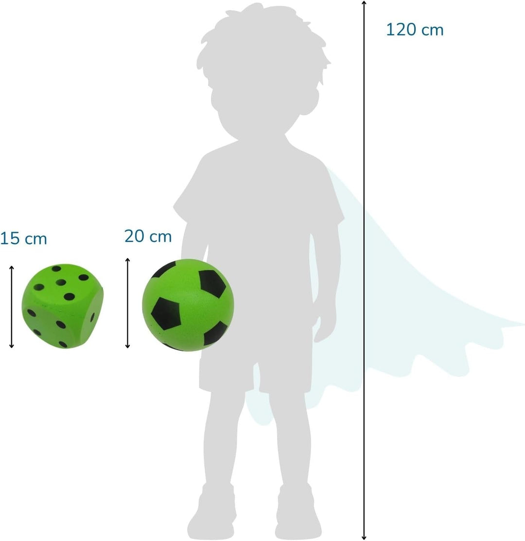 alldoro Schaumstoffball &amp; Schaumstoffwürfel Set, extra weich &amp; leise | Softball Ø 20 cm &amp; Würfel 15