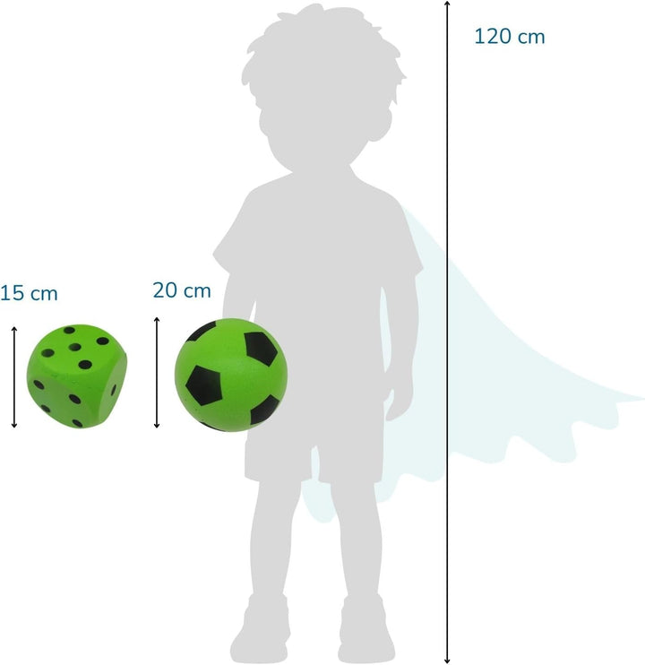 alldoro Schaumstoffball &amp; Schaumstoffwürfel Set, extra weich &amp; leise | Softball Ø 20 cm &amp; Würfel 15