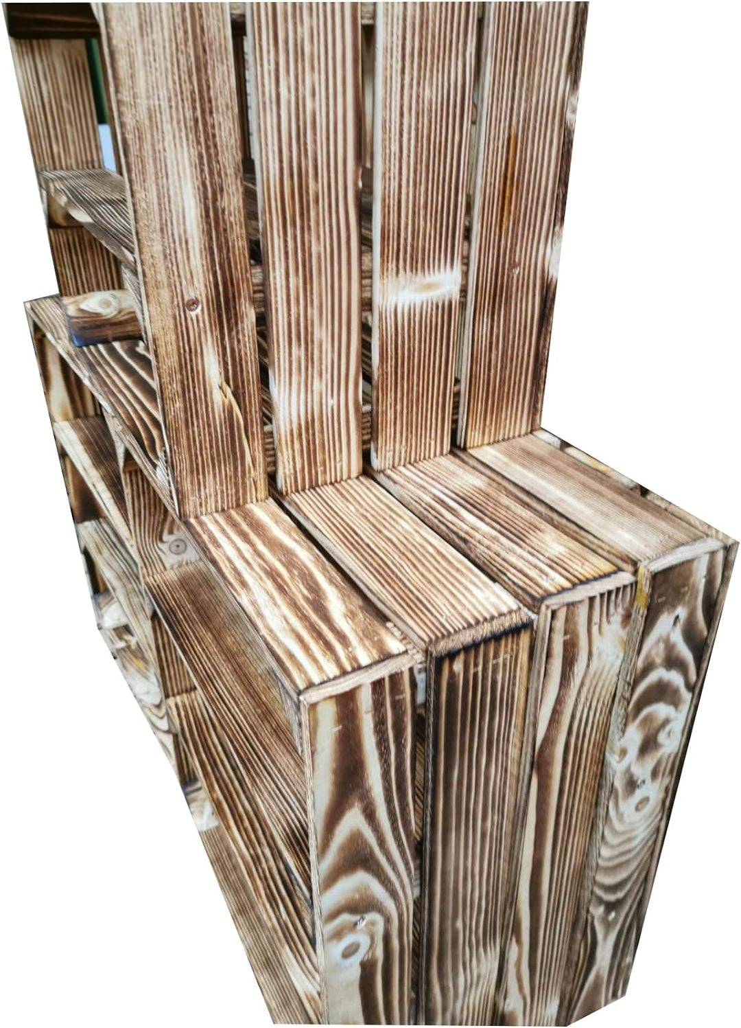 Teramico Holzkiste 50 x 40 x 30cm - Vintage-Look geflammt - Weinkiste Obstkiste Set Dekoration (3er