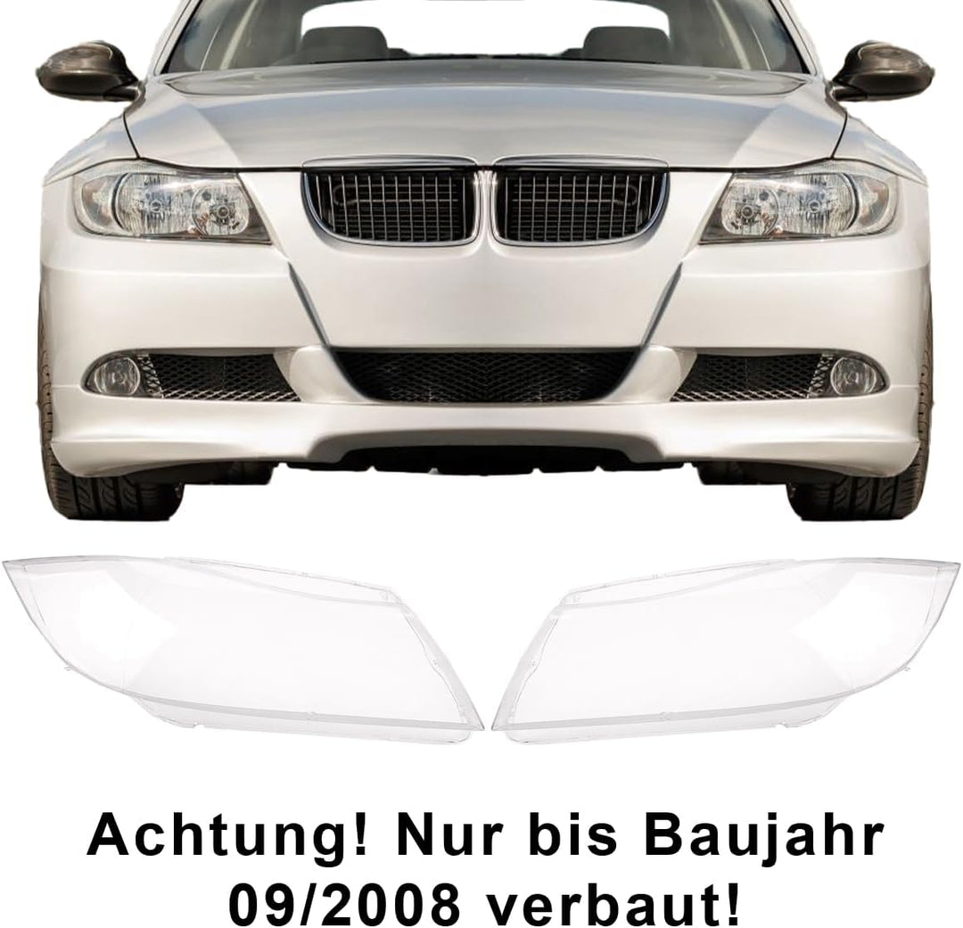 LST Scheinwerferglas Streuscheibe Frontlicht Abdeckung rechts kompatibel mit BMW 3er E90 E91 Touring