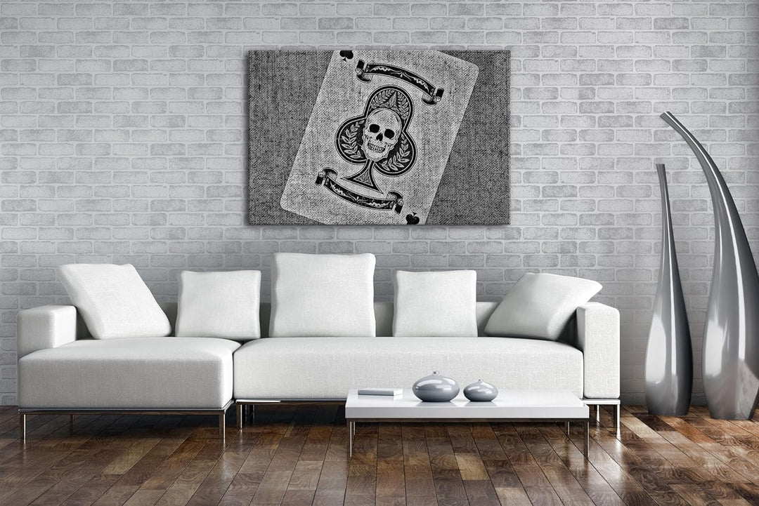deyoli Spielkarte Ass Kreuz Effekt: Schwarz/Weiss Format: 80x60 als Leinwandbild, Motiv fertig gerah
