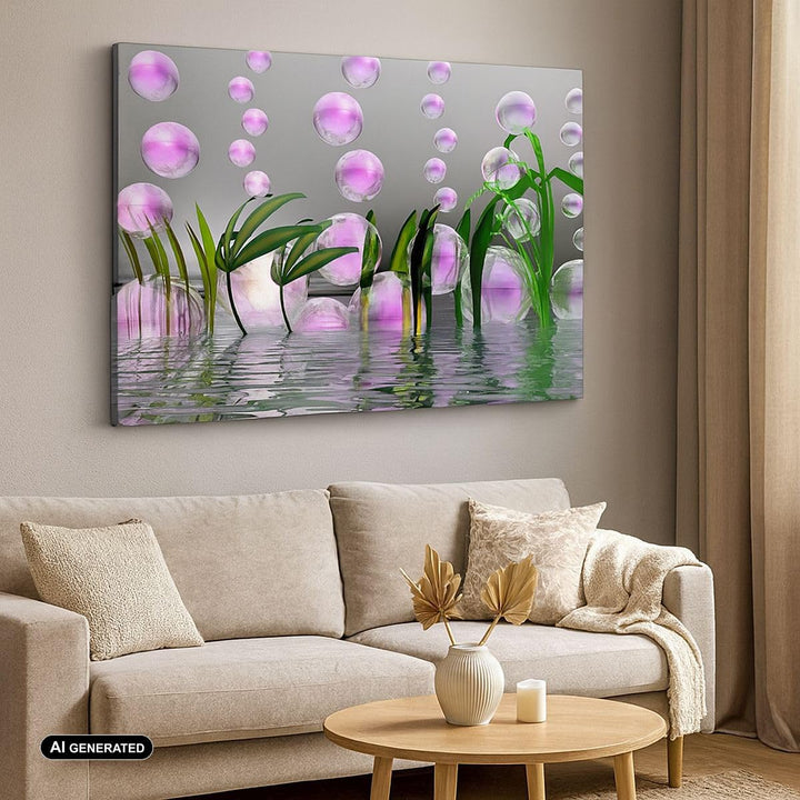 ARTTOR Bilder auf Leinwand 100x70cm Leinwandbild Computer Grafik Blase Gross Wanddeko Bild Schlafzim