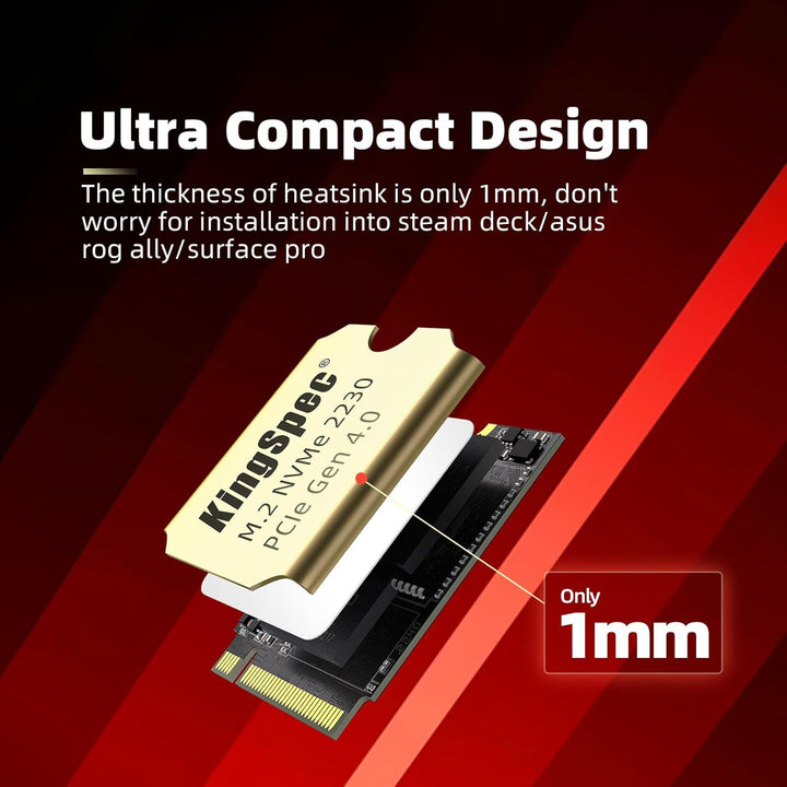 KingSpec XF-2230 1TB SSD M.2 2230 PCIe 4.0, NVMe SSD Gen 4x4 mit Wärmesenke, bis zu 5000MB/s Interne