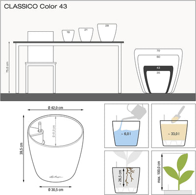 LECHUZA CLASSICO Color 43 weiss 13230 43.5x43.5x39.5 cm Weiss, 43.5x43.5x39.5 cm Weiss