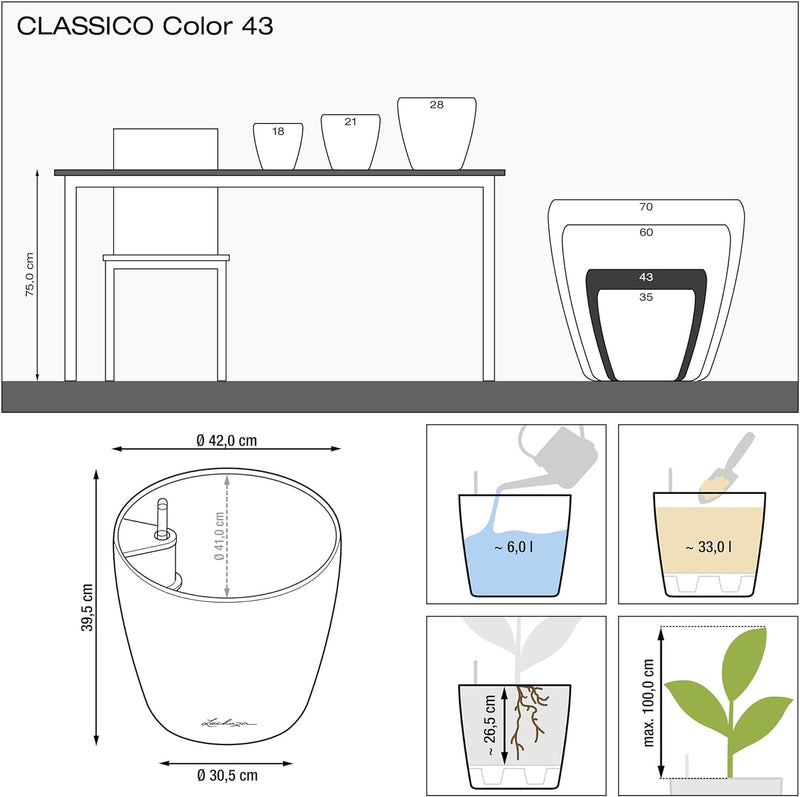 LECHUZA CLASSICO Color 43 weiss 13230 43.5x43.5x39.5 cm Weiss, 43.5x43.5x39.5 cm Weiss