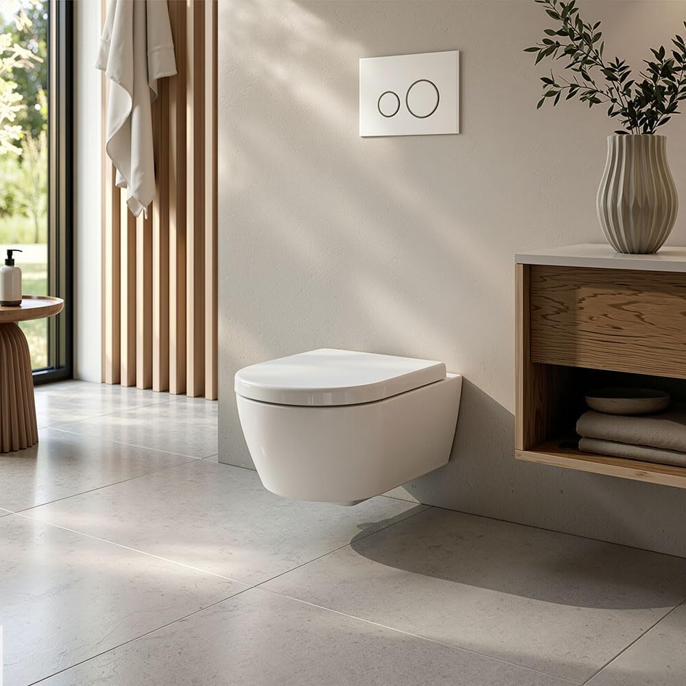 LUVETT® WC-Sitz D650 D-Form Weiss mit Absenkautomatik SoftClose, EasyClean (abnehmbar), Duroplast, e