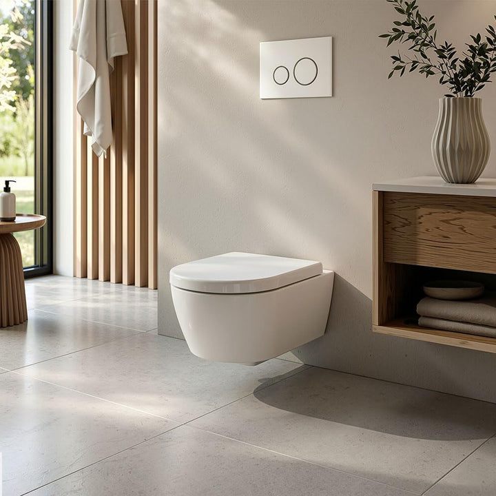 LUVETT® WC-Sitz D650 D-Form Weiss mit Absenkautomatik SoftClose, EasyClean (abnehmbar), Duroplast, e
