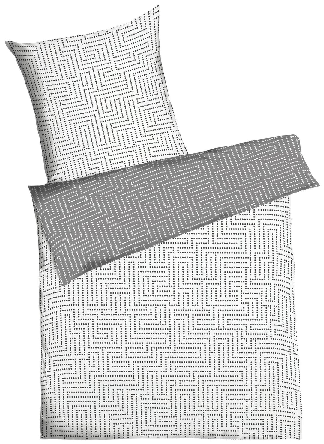 Kaeppel Wende- Bettwäsche Mako-Satin grau-weiss Grösse 135x200 cm (80x80 cm) 135 x 200 cm Grau-weiss