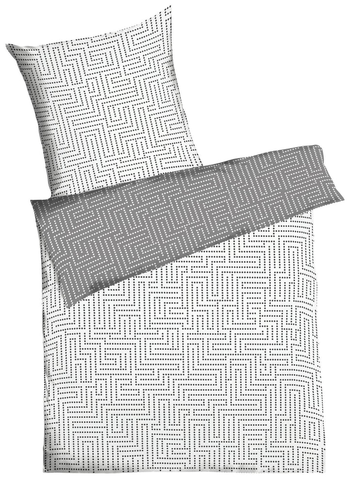 Kaeppel Wende- Bettwäsche Mako-Satin grau-weiss Grösse 135x200 cm (80x80 cm) 135 x 200 cm Grau-weiss