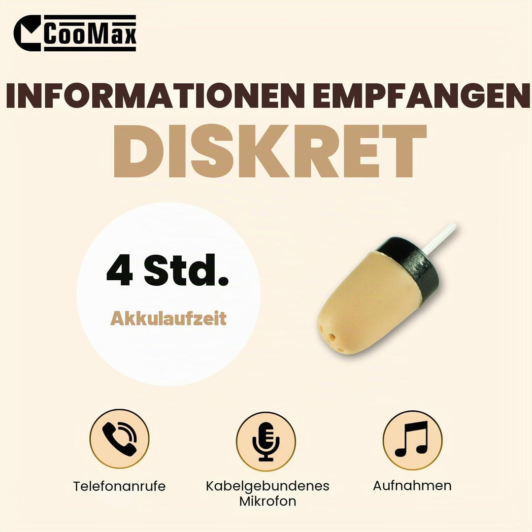 Spion Kopfhörer Kabellos Vip Pro Unsichtbare Kopfhörer Mikrofon Handy für Prüfung - Mini Spionage Oh
