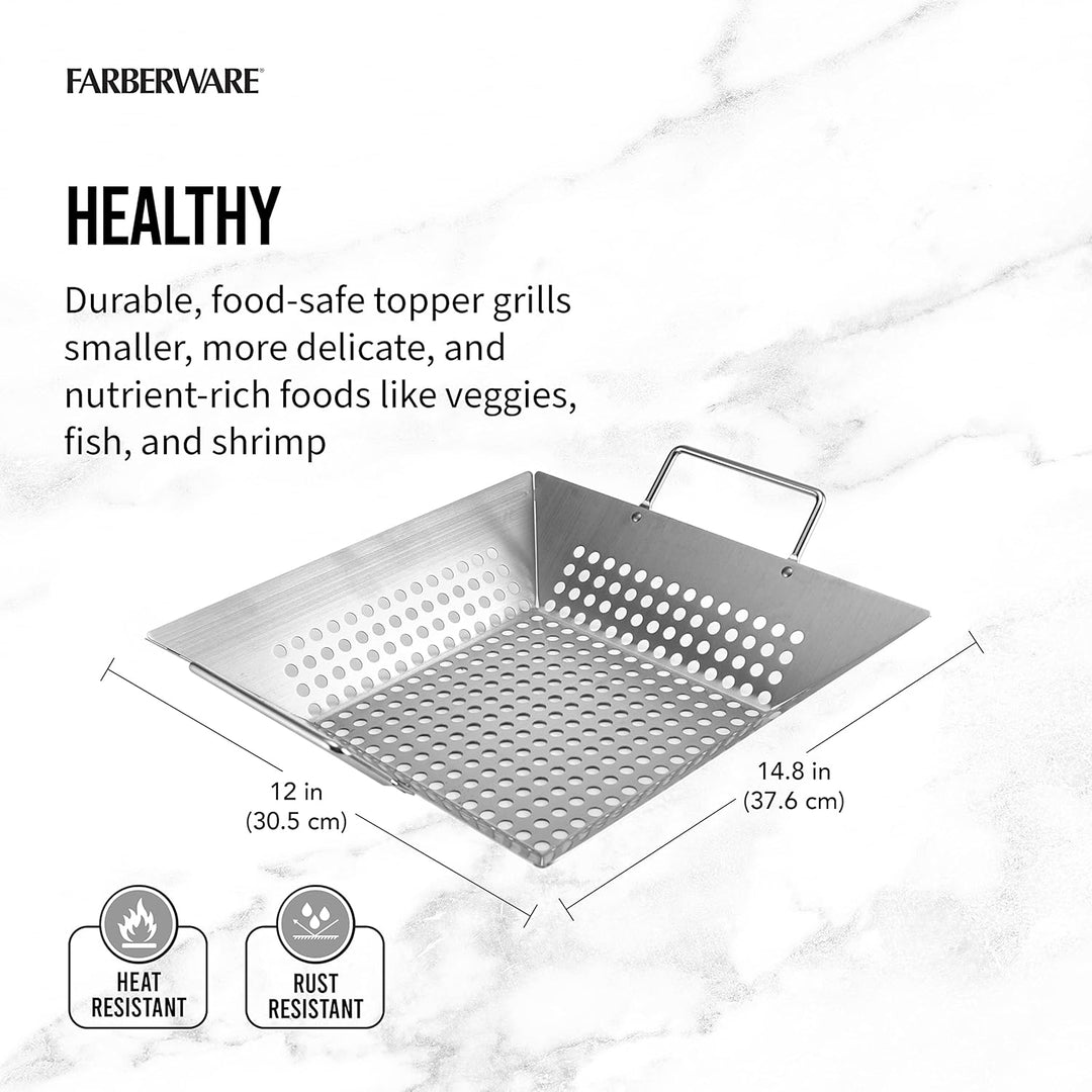 Farberware 5275955 Grillaufsatz aus Edelstahl, quadratisch Quadratischer Drahtaufsatz, Quadratischer