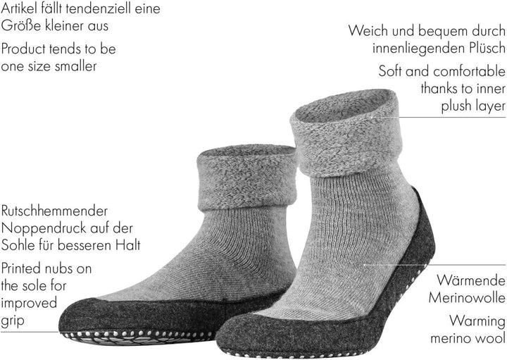 FALKE Herren Cosyshoe M Hp Wolle Rutschhemmende NoppenStoppersocken 39/40 EU Beige Wood 4241, 39/40