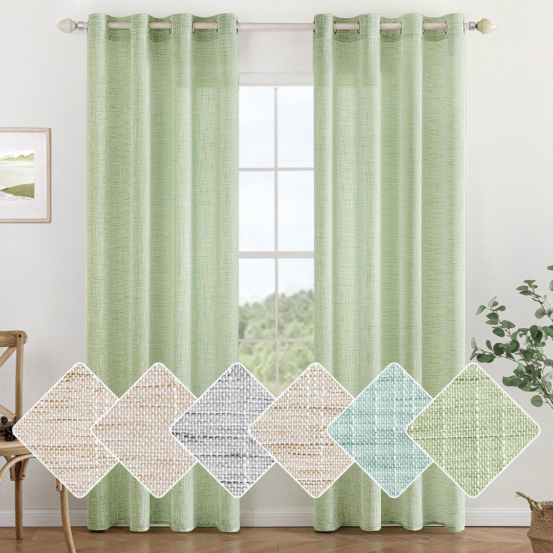MIULEE Vorhang Gardinen Leinen mit ösen Voile Vorhänge Leinenoptik Gardinen Wohnzimmer Modern Fenste