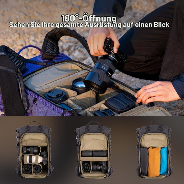 PGYTECH OnePro Ultralight Kamerarucksack Erweiterbar 20L-40L Outdoor Reisen Lila 30L, Lila 30L