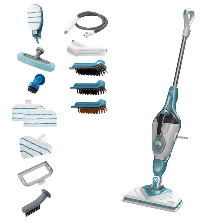 Black+Decker 2-in-1 Dampfbesen/Dampfreiniger Steam-mop BHSM1610DSM (1600 Watt, mit SteaMitt Dampfhan