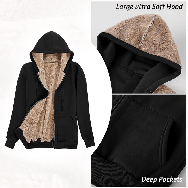 Niwicee Damen Kapuzenpullover mit Reissverschluss Winter Plus Fleecepullover Langarm Kapuzenjacke Sw