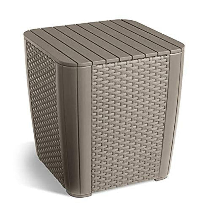 Allibert by Keter Gartentisch Luzon Flat Wicker, Cappuccino, Deckel abnehmbar, mit Stauraum, Kunstst