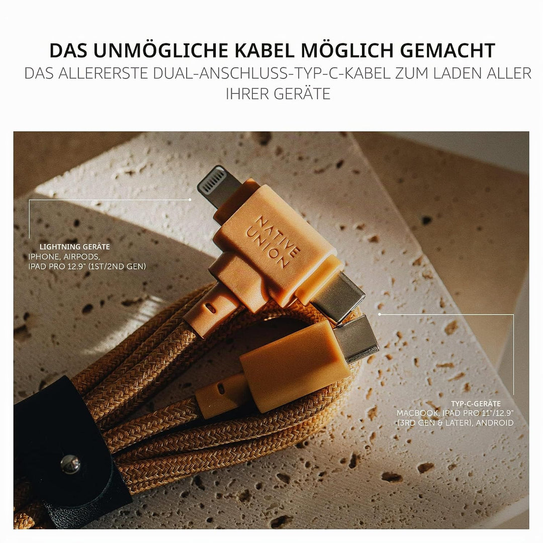 Native Union Belt Cable Duo – 1,5 m Universal-Ladekabel mit Ultra-Starkem Geflechtschlauch – Aus Rec